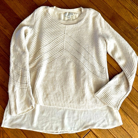 Lucky Brand gold flecked double layer statement sweater in a soft cream - Picture 1 of 10